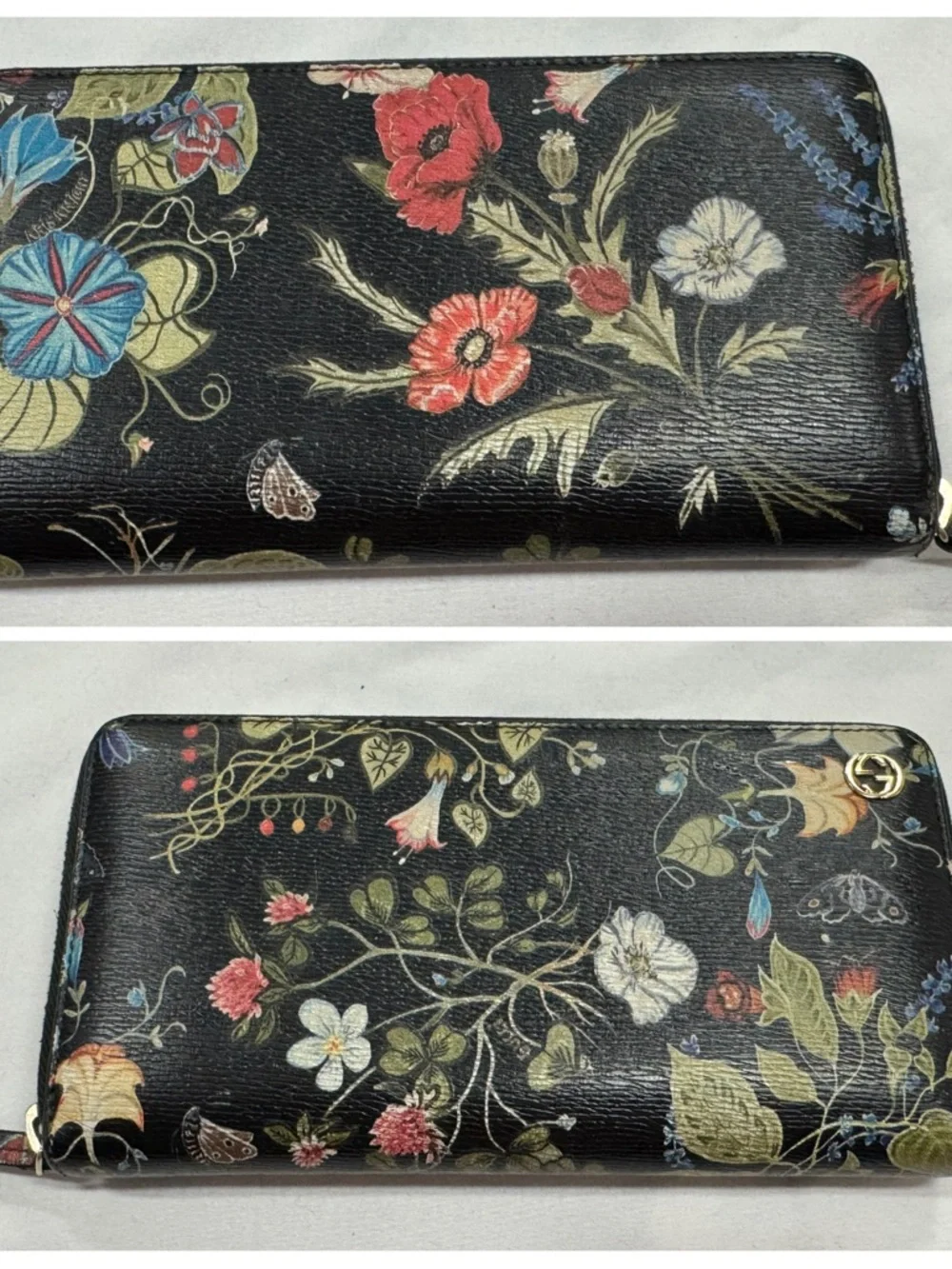 Gucci Black Floral Knight Zip Wallet - Picture 3 of 8